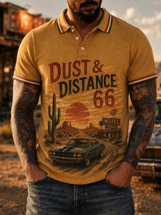 Men's Retro 66 Road Club Print Casual Polo