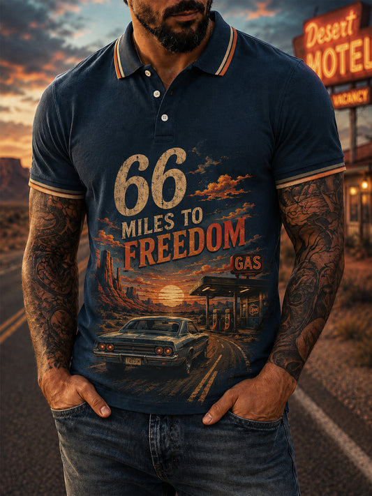 Men's Retro 66 Road Club Print Casual Polo