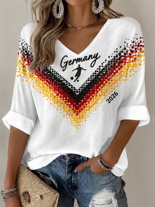 Women's Germany Football Fan Graphic Waffle T-shirt