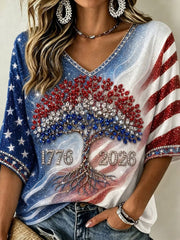Women's USA 1776-2026 Printed Casual T-Shirt