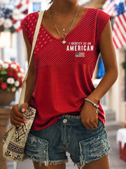 Women's Independence Day USA Flag Print Casual Patriotic Vest