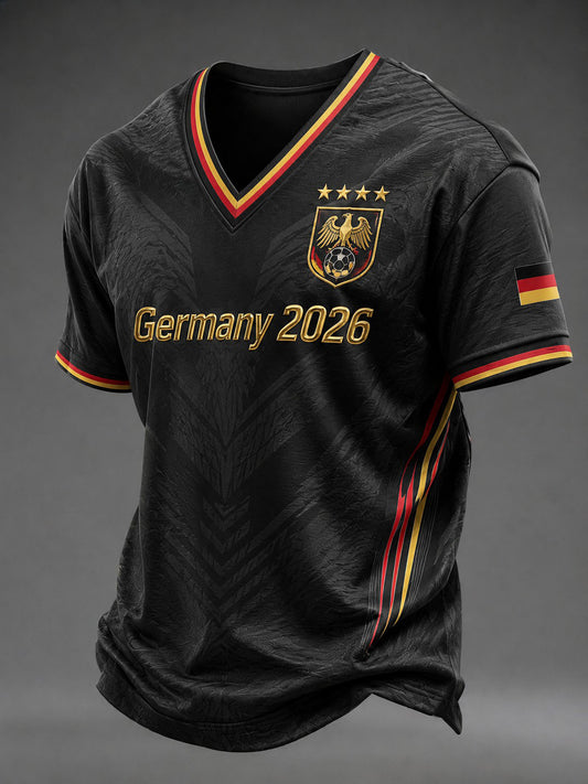 Men's Germany Football Printed V-neck T-shirt