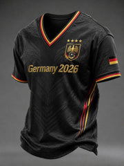 Men's Germany Football Printed V-neck T-shirt