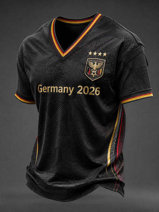 Men's Germany Football Printed V-neck T-shirt
