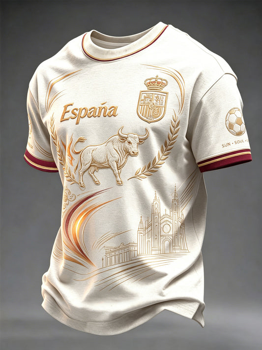 Men's Spanish Football Printed T-shirt