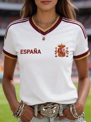 Women's Gift For Football Fans Print Casual V-Neck Tee
