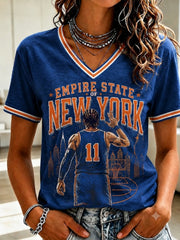 Women's Empire State Of New York Printed V-neck T-shirt