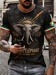 Men's Ivory Coast Football Lover Art Printed T-shirt