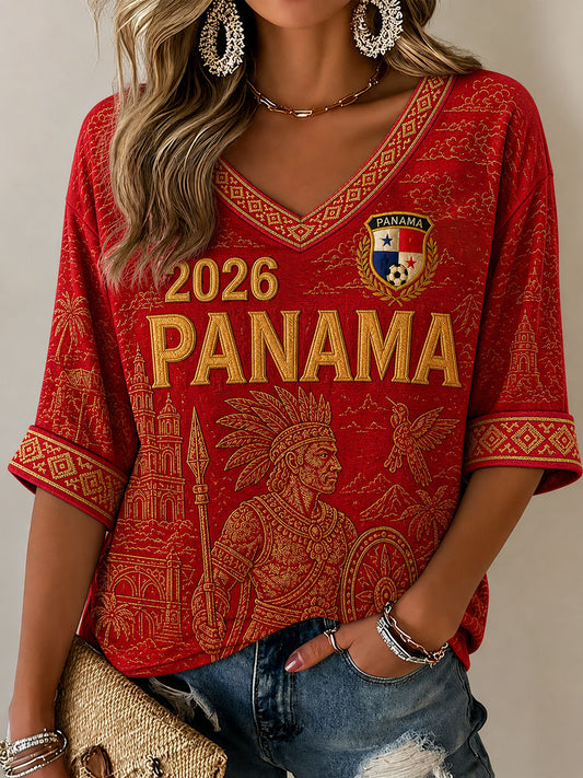Women's Panama Soccer Print Casual T-shirt