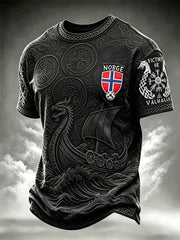 Men's Norway Football Victory or Valhalla Viking Vegvisir & Ship Celtic Knot Print short sleeves t-shirt