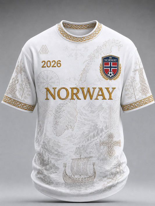 Men's Norway Football Print Casual T-Shirt
