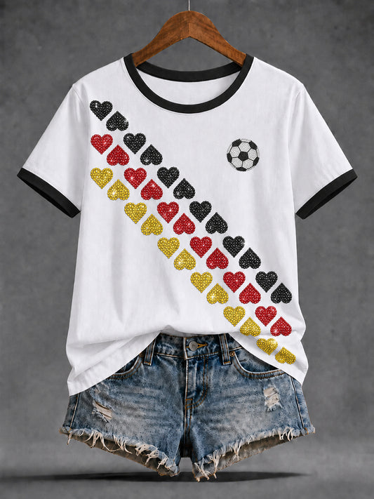Women's Summer Football Print Casual T-shirt