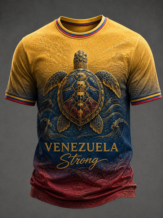 Men's Sea Turtle Venezuela Strong Printed T-shirt