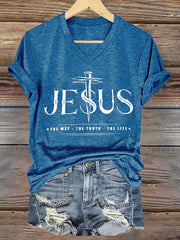 Women's Jesus The Way The Truth The Life Printed Casual  Short Sleeve T-Shirt