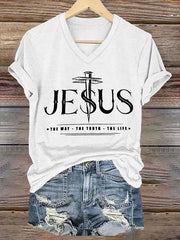 Women's Jesus The Way The Truth The Life Printed Casual  Short Sleeve T-Shirt