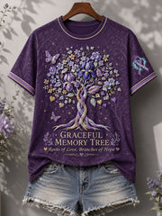 Women's Alzheimer's Awareness Floral Art Printed T-shirt