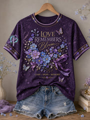 Women's Alzheimer's Awareness Floral Art Printed T-shirt