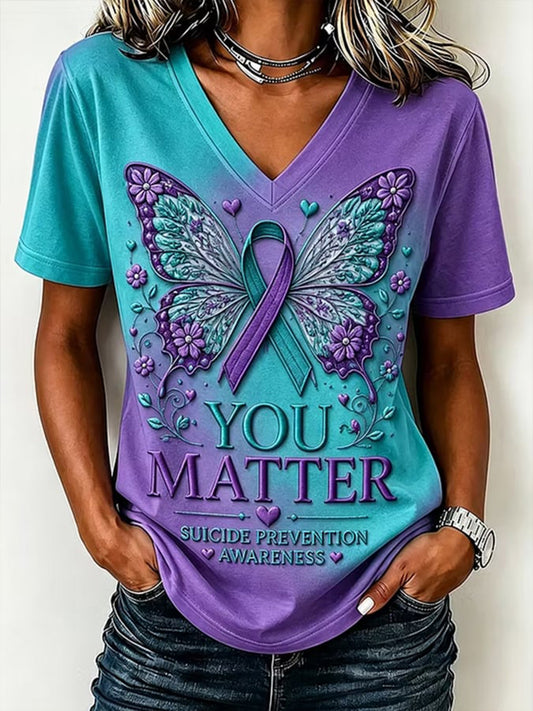 Women's Suicide Prevention Awareness Print T-shirt