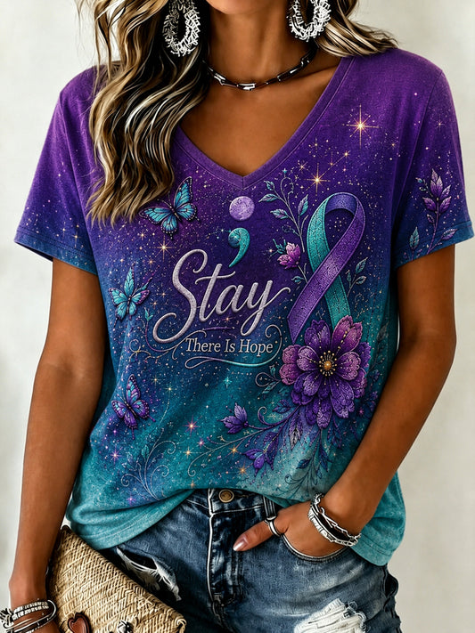 Women's Suicide Prevention Awareness Print T-shirt