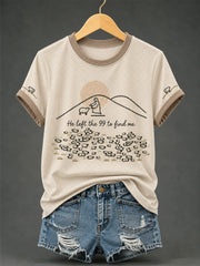 Women's Christian He Left The 99 To Find Me Print Casual Tee