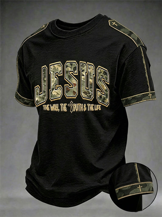 Men's Christian Jesus The Way The Truth The Life John 14:6 Cross Short-sleeved T-shirt