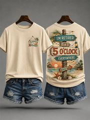 Women's I'm Retired It's 5 O'clock Everywhere Print Casual Tee