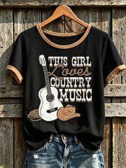 Women's retro western style pattern printed casual short-sleeve T-shirt