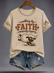Women's WalkingG By Faith Tripping Constantly Sheep Short-sleeved T-shirt