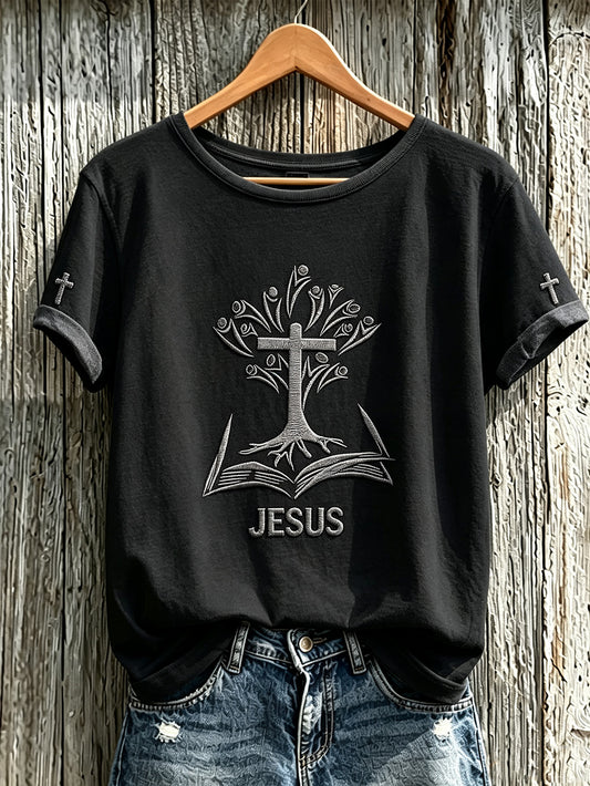Women's Faith Theme Print Pattern Printed Leisure Round Neck T-shirt