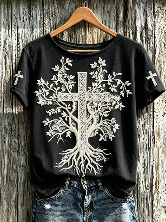 Women's Faith Theme Print Pattern Printed Leisure Round Neck T-shirt