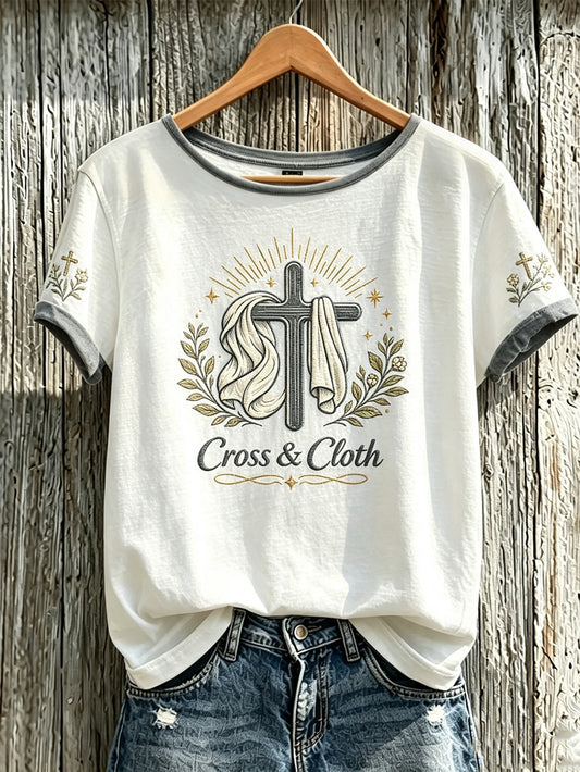 Women's Faith Theme Print Pattern Printed Leisure Round Neck T-shirt