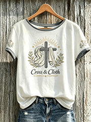 Women's Faith Theme Print Pattern Printed Leisure Round Neck T-shirt