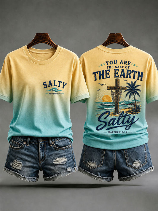 Women's 'Stay Salty' Print Casual T-Shirt