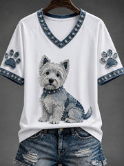 Women's V-neck off-shoulder short-sleeved T-shirt