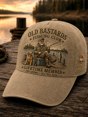 Unisex Funny Old Bastards Fishing Club Lifetime Member Print Hat