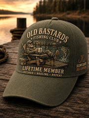 Unisex Funny Old Bastards Fishing Club Lifetime Member Print Hat