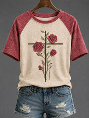 Women's Cross Print Casual T-Shirt