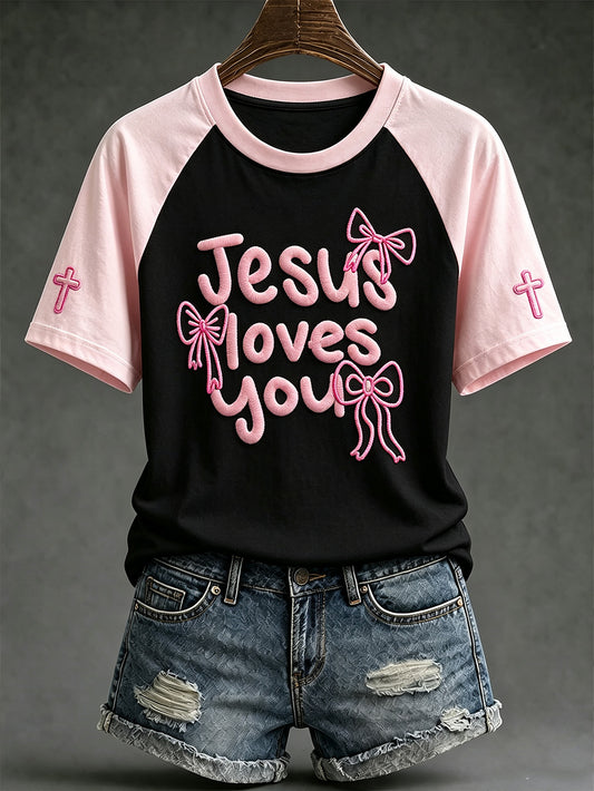 Women's Faith Theme Print Pattern Printed Casual Short-Sleeved T-shirt
