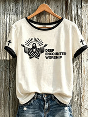 Women's Faith Theme Print Pattern Printed Casual Short-Sleeved T-shirt