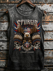 Men's Motorcycle Rally Printed Racket Vest