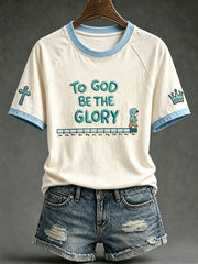 Women's faith-themed fun pattern printed casual short-sleeve T-shirt