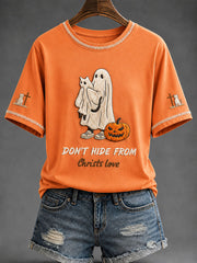 Women's"Don't Hide From Christs Love"Christian Halloween T-shirt