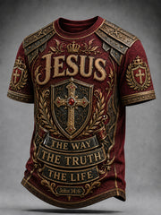 Men's Christian Armor Of God Jesus The Way The Truth The Life Print Casual Tee