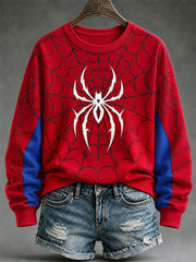 Women's Spider Print Casual Sweatshirt