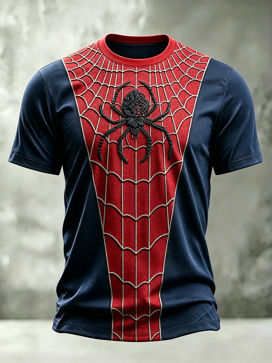 Men's Vintage Spider Print Casual Short Sleeves T-shirt