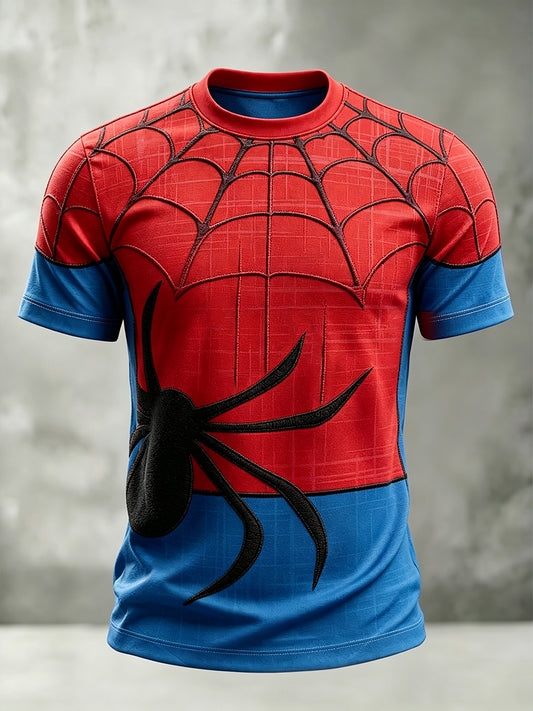 Men's Vintage Spider Print Casual Short Sleeves T-shirt
