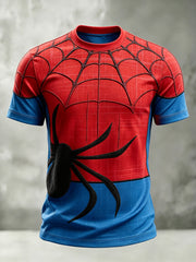 Men's Vintage Spider Print Casual Short Sleeves T-shirt