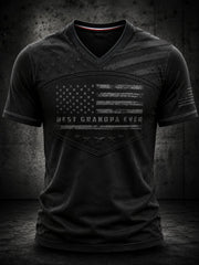 Men's Best Grandpa Ever Printed V-neck T-shirt