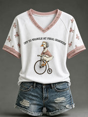 Women's Off To Wrangle My Feral Grandkinds V-neck T-shirt