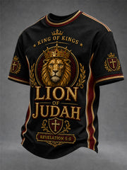 Men's Christian Lion of Judah Art  Short Sleeve T-shirt